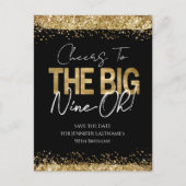 90e verjaardag Gold Black Red het Briefkaart Datum (Voorkant)