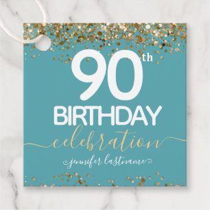 90e verjaardag Gold Elegant Script Favor Tags Bedankjes Labels