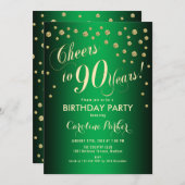 90e verjaardag - Gold Green Kaart (Voorkant / Achterkant)