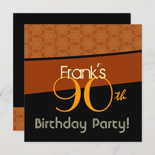 90e verjaardag Gold Oranje Black Pattern Kaart (Voorkant / Achterkant)