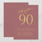 90e verjaardag Gold Pink uitnodiging (Voorkant / Achterkant)