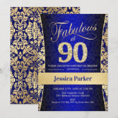 90e verjaardag - Gold Royal Blue Kaart (Voorkant / Achterkant)