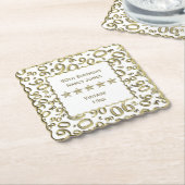 90e verjaardag Gold/White Pattern-thema Kartonnen Onderzetters (Gebogen)