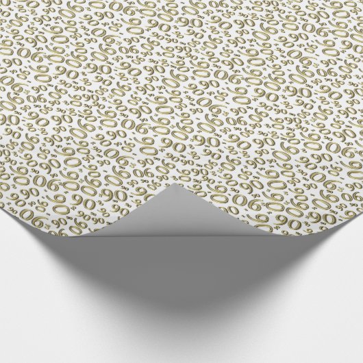 90e verjaardag Gold & White Random Number Pattern Cadeaupapier (Hoek)