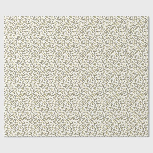 90e verjaardag Gold & White Random Number Pattern Cadeaupapier (Vlak)
