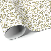 90e verjaardag Gold & White Random Number Pattern Cadeaupapier (Rol Hoek)