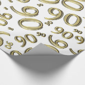 90e verjaardag Gold & White Random Number Pattern Cadeaupapier (Hoek)