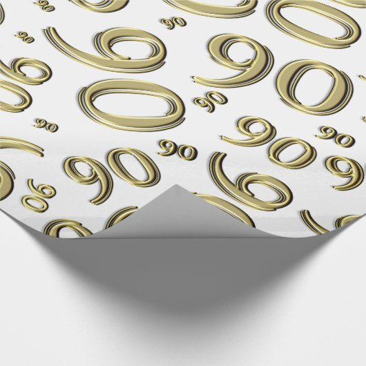 90e verjaardag Gold & White Random Number Pattern Cadeaupapier (Hoek)