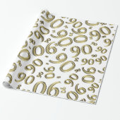90e verjaardag Gold & White Random Number Pattern Cadeaupapier (Uitgerold)