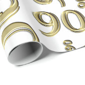 90e verjaardag Gold & White Random Number Pattern Cadeaupapier (Rol Hoek)