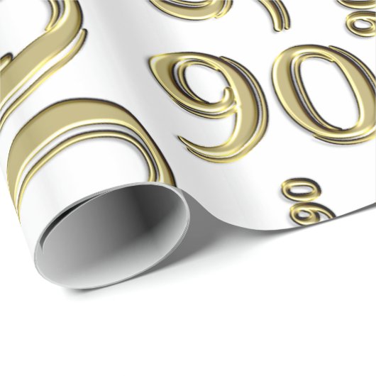 90e verjaardag Gold & White Random Number Pattern Cadeaupapier (Rol Hoek)