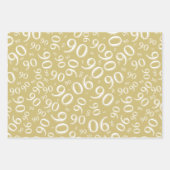 90e verjaardag Gold & White Random Number Pattern Inpakpapier Vel (Voorkant 2)