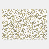 90e verjaardag Gold & White Random Number Pattern Inpakpapier Vel (Voorkant 2)