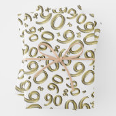 90e verjaardag Gold & White Random Number Pattern Inpakpapier Vel (In situ)