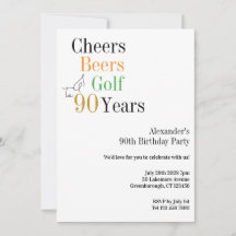 90e verjaardag Golf Cheers Beers Minimal Party