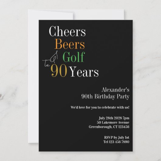 90e Verjaardag Golf Cheers Bier Feestje Kaart (Voorkant)