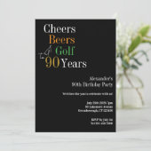 90e Verjaardag Golf Cheers Bier Feestje Kaart (Staand voorkant)