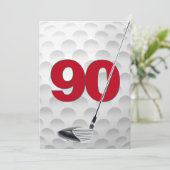 90e verjaardag golf themafeest kaart (Staand voorkant)