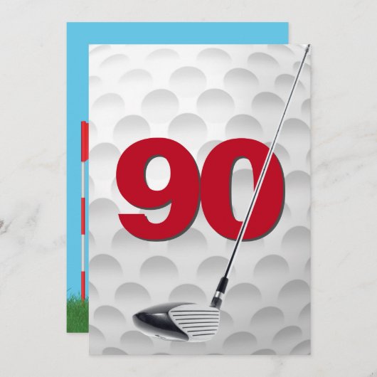 90e verjaardag golf themafeest kaart (Voorkant / Achterkant)