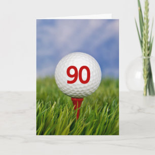 90e verjaardag Golfbal op rood T-shirt Kaart