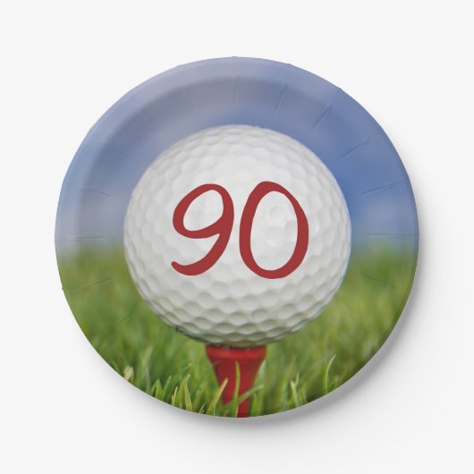 90e verjaardag Golfbal Papieren Bordje (Voorkant)