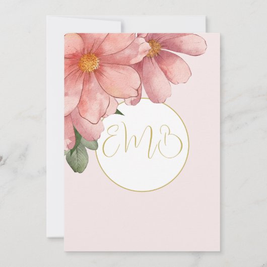 90E verjaardag Goud Roze Elegant Bloemen Verjaarda Kaart (Achterkant)