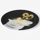 90e verjaardag goudballonnen in witte doos papieren bordje (Gekanteld)