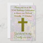  90E VERJAARDAG GOUDEN BLOEMUITNODIGING KAART (Voorkant)