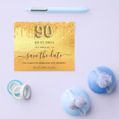 90e verjaardag gouden glitter budget save the date flyer (Enkel)