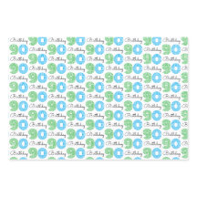 90e verjaardag Groen Blauw Verpakkingspapier Blade