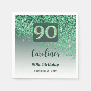 90e verjaardag  groene glitter servet