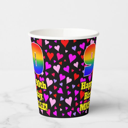 90e verjaardag: Het liefhebbende Kunstpatroon, Reg Papieren Bekers (Links)