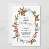 90e verjaardag Holly Berry Winter Kaart (Voorkant)