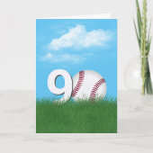 90e verjaardag honkbal in groen gras kaart (Voorkant)
