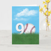 90e verjaardag honkbal in groen gras kaart (Gele Bloem)