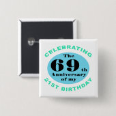 90e verjaardag Humor Vierkante Button 5,1 Cm (Voorkant /achterkant)