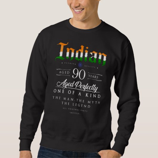 90e verjaardag Indiase leeftijd 90 jaar oud gebore Trui (Voorkant)