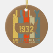 90e verjaardag juli 1932 90 jaar Geweldige Keramisch Ornament (Voorkant)