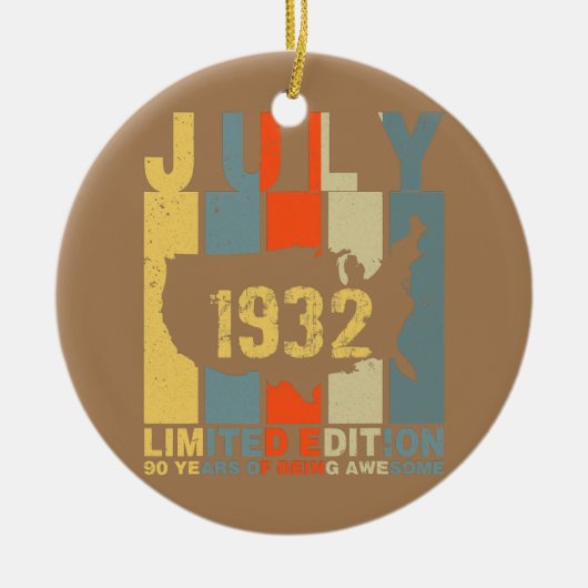 90e verjaardag juli 1932 90 jaar Geweldige Keramisch Ornament (Voorkant)