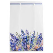 90e verjaardag juli Geboortemaand Bloem Blauw Medium Cadeauzakje (Achterkant)