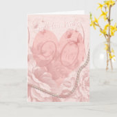 90e verjaardag Kaart, roze bloem, hart met boter Kaart (Gele Bloem)