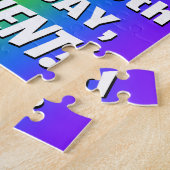 90e verjaardag: kleurrijk, vun regenboogpatroon #  legpuzzel (Zijkant)