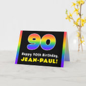 90e verjaardag: kleurrijke regenboog # 90, aangepa kaart (Gele Bloem)