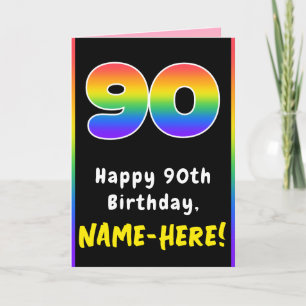90e verjaardag: kleurrijke regenboog # 90, aangepa kaart