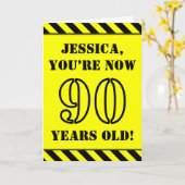 90e verjaardag: Leuke stencil stijl tekst, aangepa Kaart (Gele Bloem)