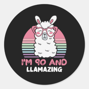 90e verjaardag Llamazing Llama 90 jaar oude verjaa Ronde Sticker
