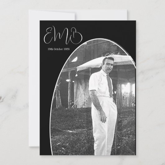 90e verjaardag man foto monogram stijlvolle verjaa kaart (Voorkant)