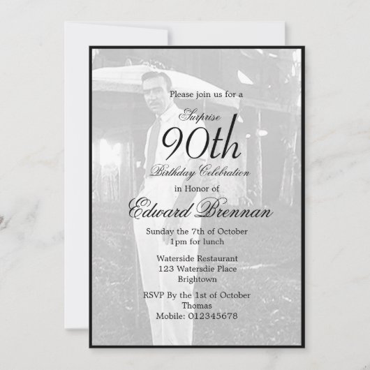 90e verjaardag Mannelijke stijlvolle foto Maandag Kaart (Voorkant)