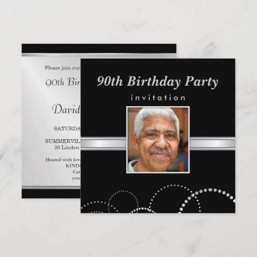 90e verjaardag - Mannen fotouitnodigingen Kaart (Voorkant / Achterkant)