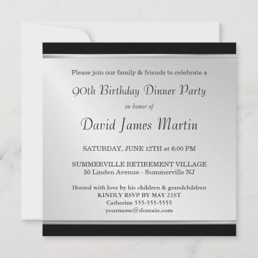 90e verjaardag - Mannen fotouitnodigingen Kaart (Achterkant)